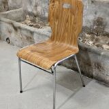 1960s chair in curved plywood on stainless steel base