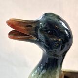 Zoomorphic pitcher barbotine Saint Clément Mallard Duck A028