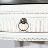 Console demi-lune en bois rechampi, style Louis XVI, début XIXème