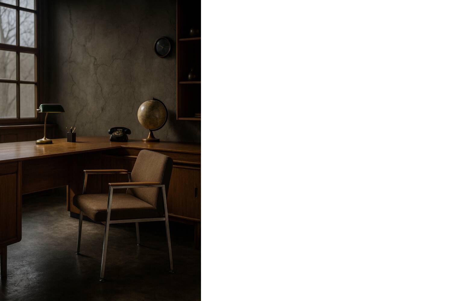 Mid-century modern brown German conference chair, made by Drabert, 1970.