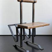 Brutalist wrought iron magazine rack with shelf, 1950s