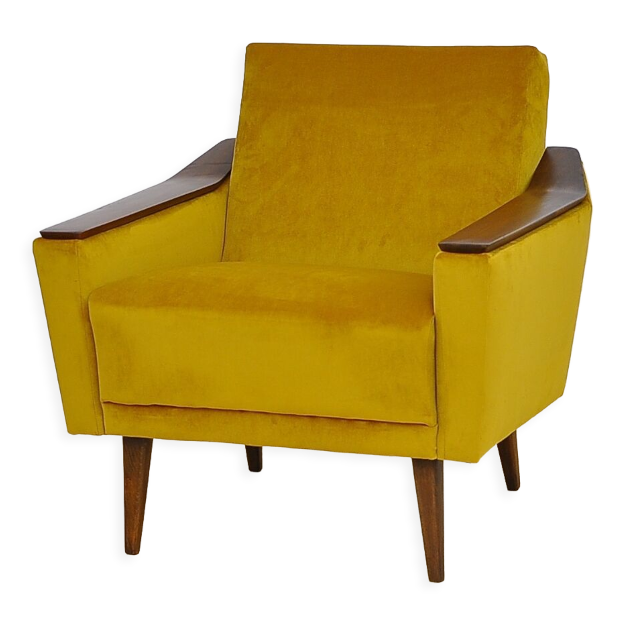 Yellow velvet armchair, 1960s