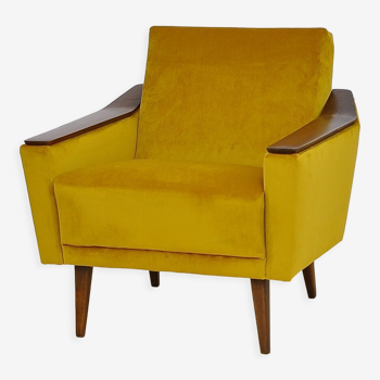 Yellow velvet armchair, 1960s