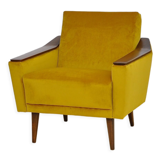 Yellow velvet armchair, 1960s