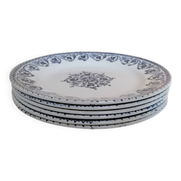 6 dessert plates from Hautin-Boulenger et Cie ironstone.