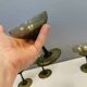 Champagne bowl glasses in emerald green color, they are estimated from the 1950-60s