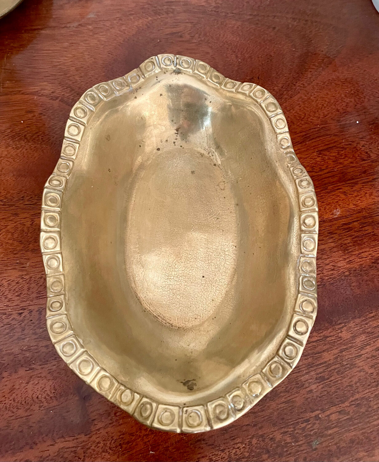 Vintage brass basket tray