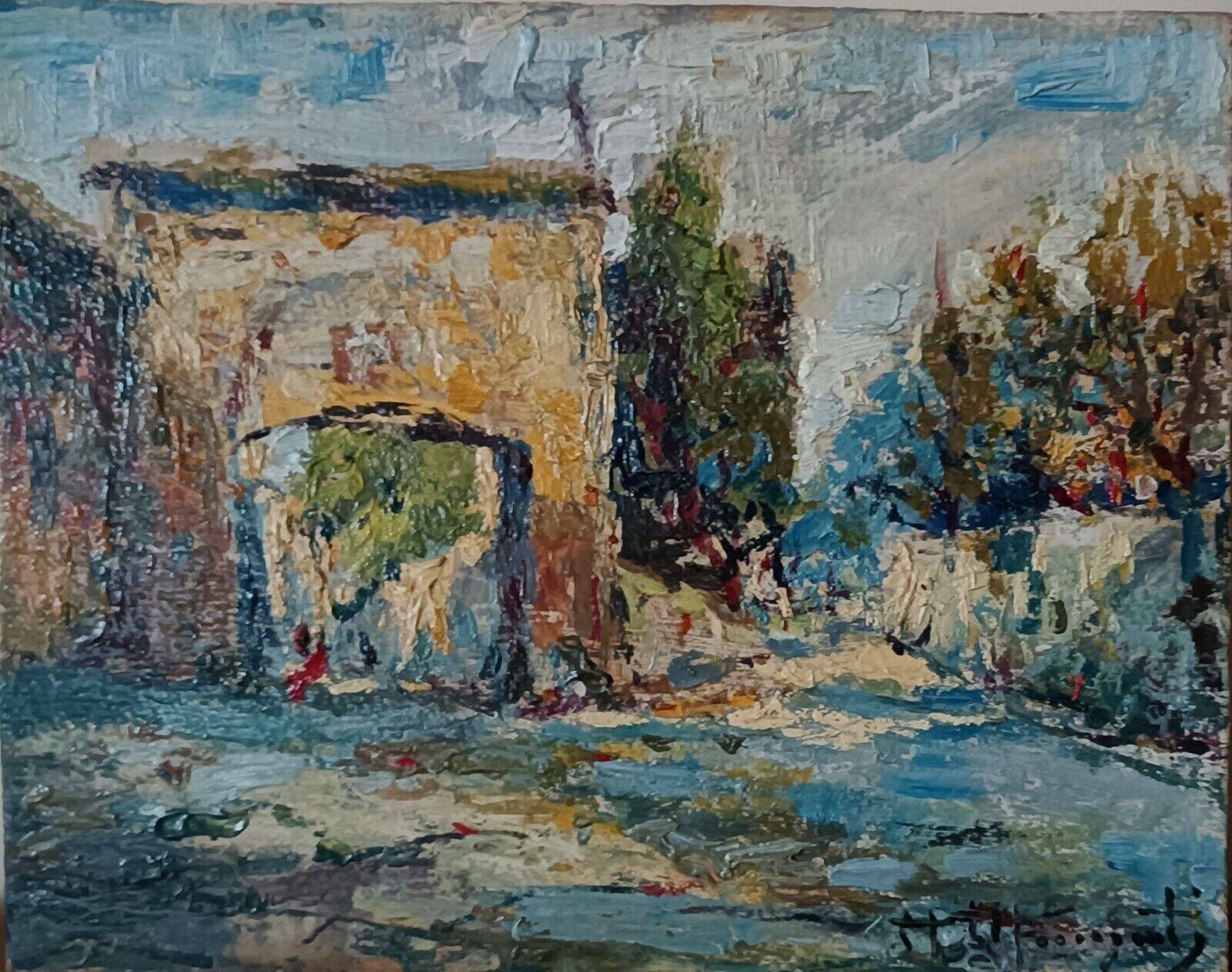 Impressionist oil painting on cardboard, France, early 1900s