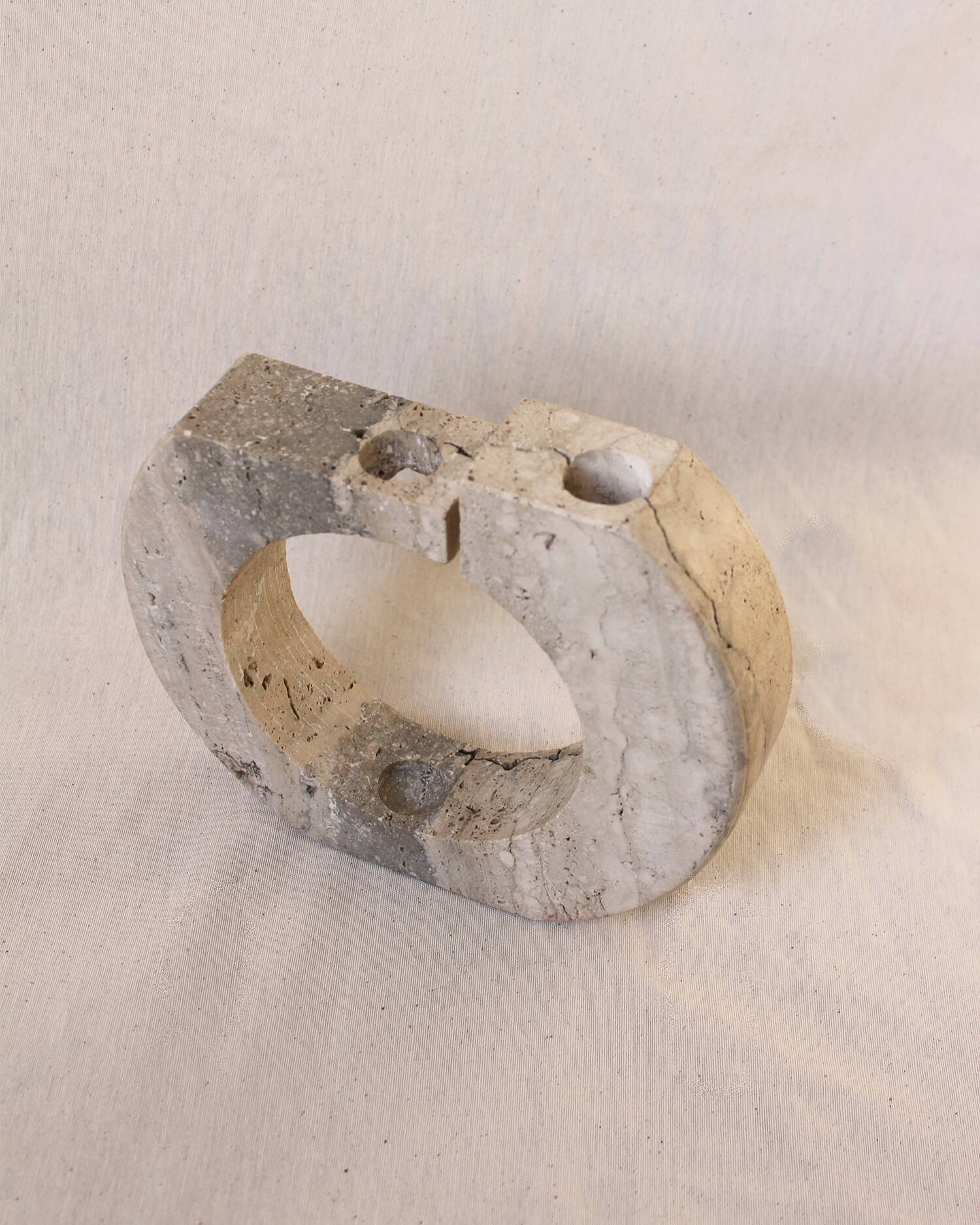 Travertine candle holder
