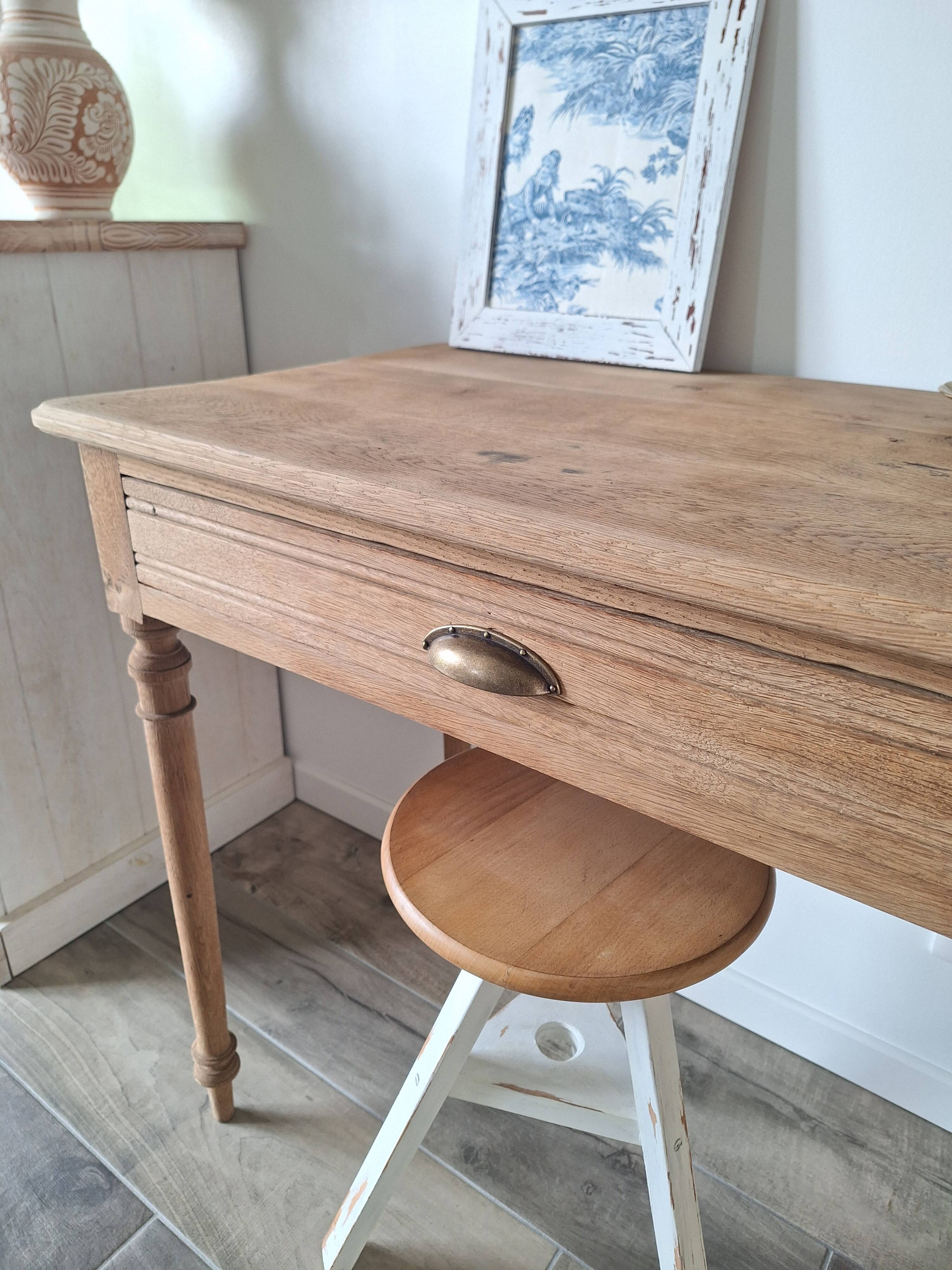 Farmhouse desk / console / side table in solid oak, country style.