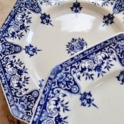 6 assiettes plates terre de fer Longchamp modèle Rouen XIXe siècle