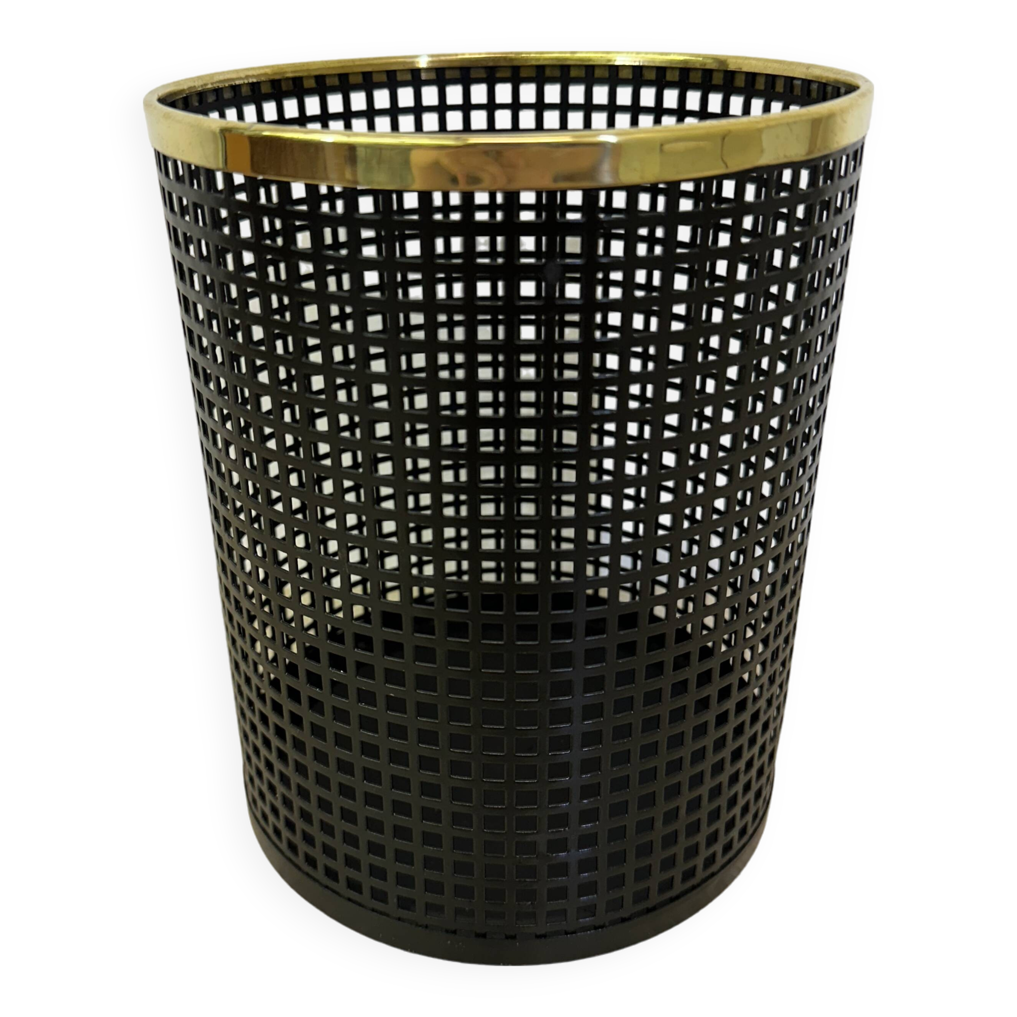 Mid century design perforated metal basket / bin , 1970s