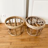 Lot de 2 poufs en rotin