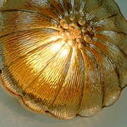Vintage 1970s mid century wall sconce petal-shaped amber glass shades 2 available