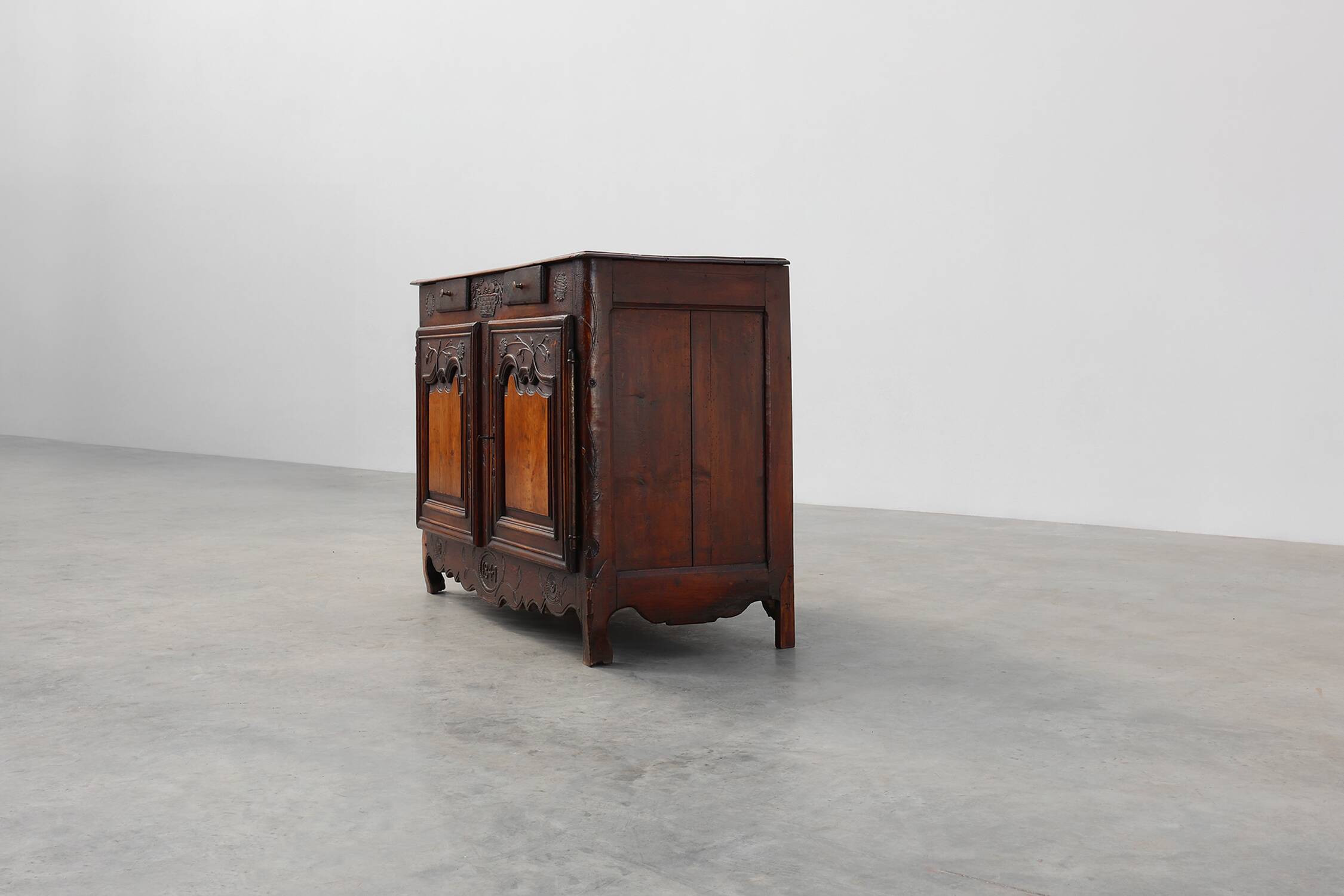 Rare French provincial carved cabinet or buffet with great patina, dated 18
