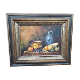 Oil on canvas - still life - signed