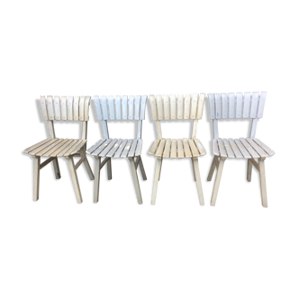 Lot of 4 vintage wooden garden chairs