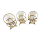 Lot de 3 fauteuils boule en rotin et osier