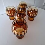 Carafe and its amber/gold glasses from the 70s