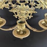 Paire d’appliques murales Napoléon III – Bronze doré & miroir biseauté
