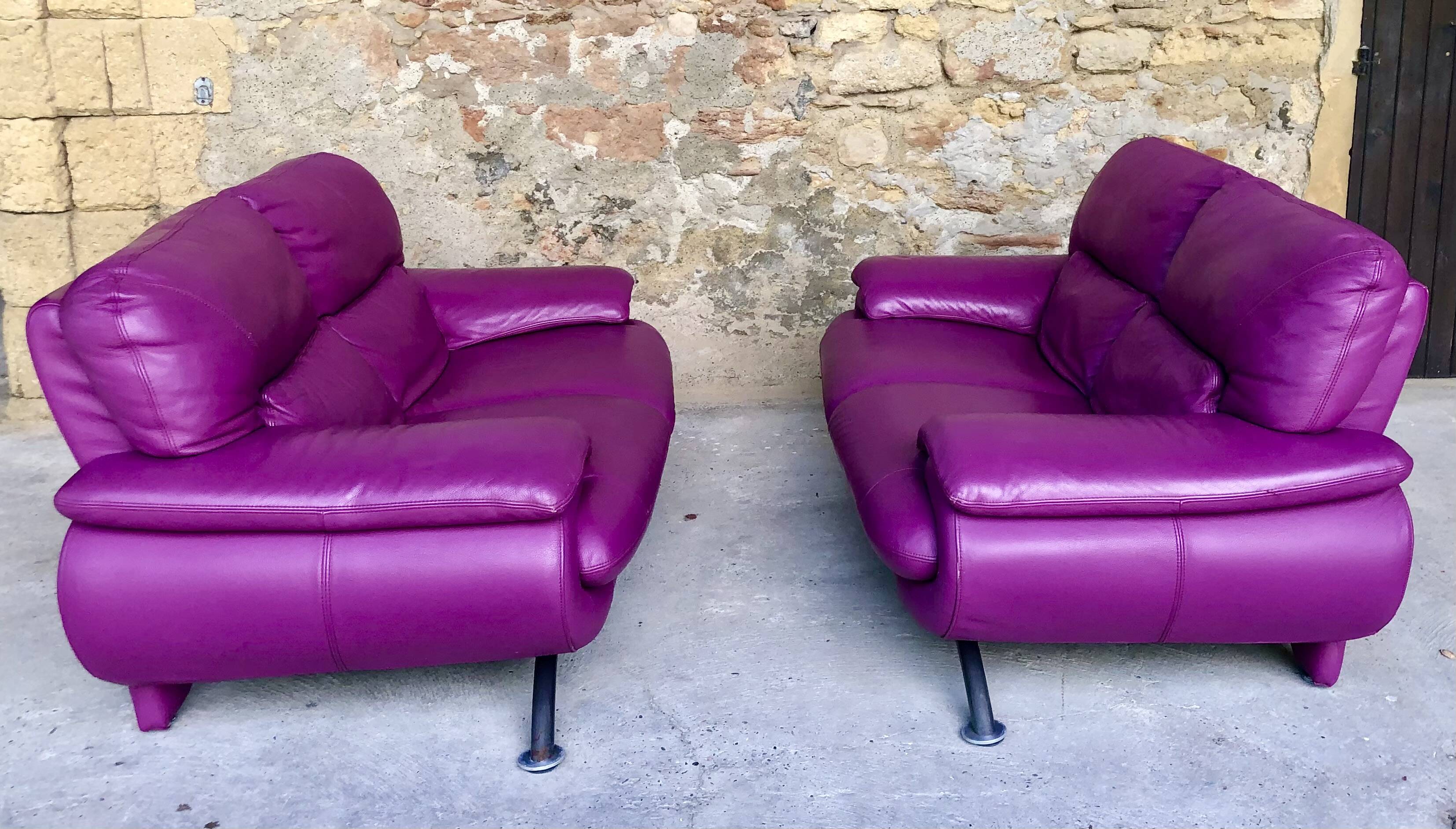 Paire de Canapés en cuir années 80