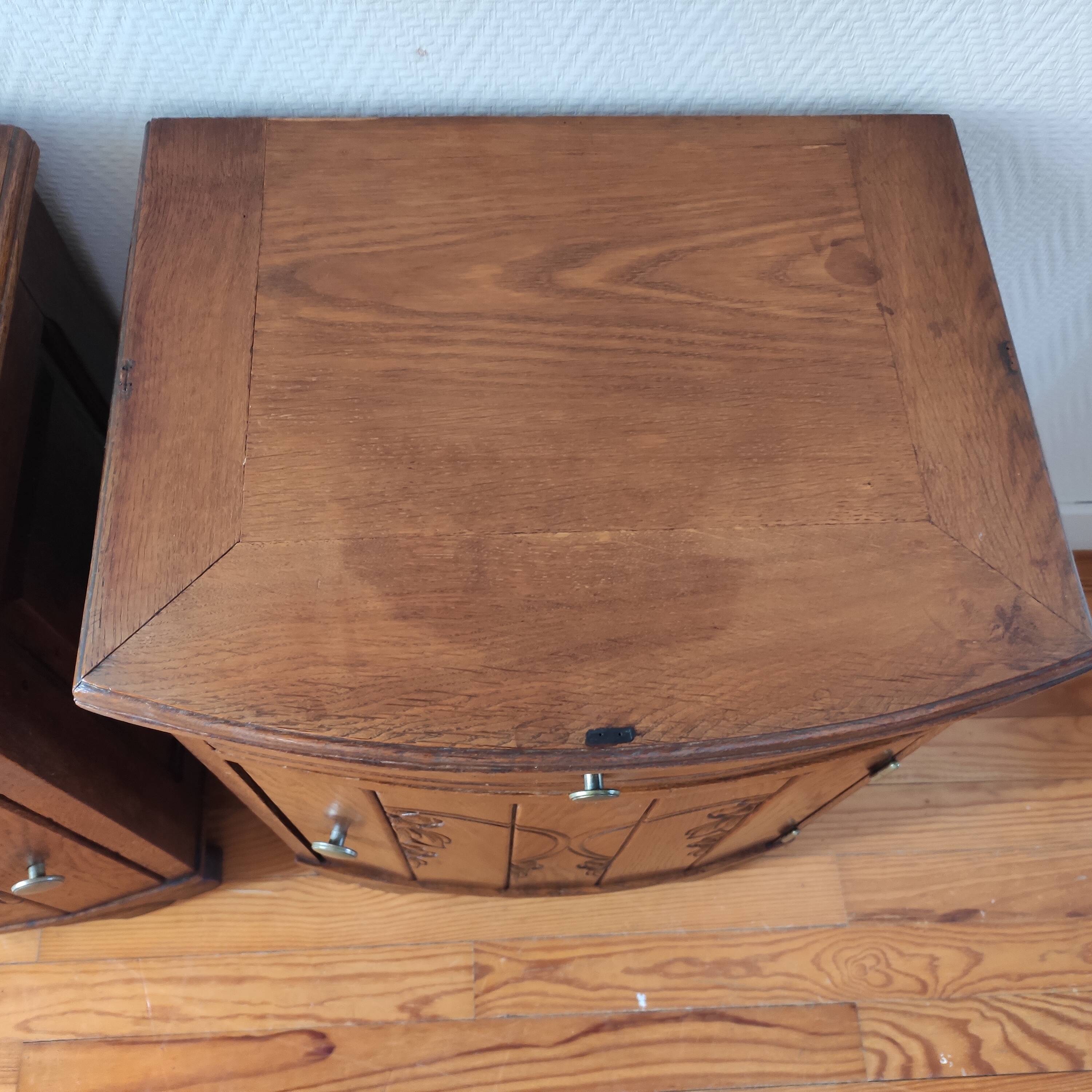 Pair of oak art deco bedside tables
