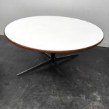 Round coffee table wood metal 1960