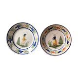 Lot of two plates HB Quimper early 20th century