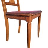 Set of 4 Art Deco Chairs in wood and red imitation leather