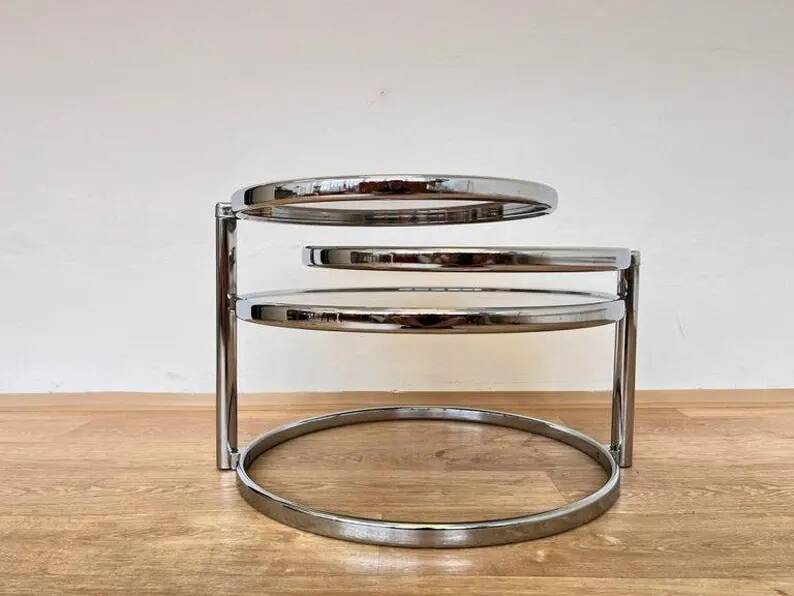 Midcentury Swivel and Folding Chrome Coffee Table, Germany, 1970s