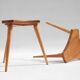 Lot de 2 tabourets en hêtre et orme, France, 1950s