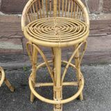 Pair of vintage rattan bar stools