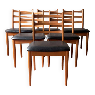 Set of 6 1970’s mid century dining chairs by Schreiber