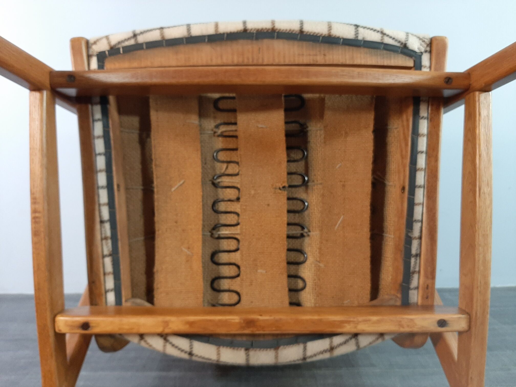 Danish Oak and Wool Chair, Mid-Century Scandinavian 1950s