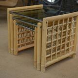 Set of 3 bamboo nesting tables 1960