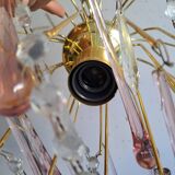 Murano crystal drop chandelier in pink