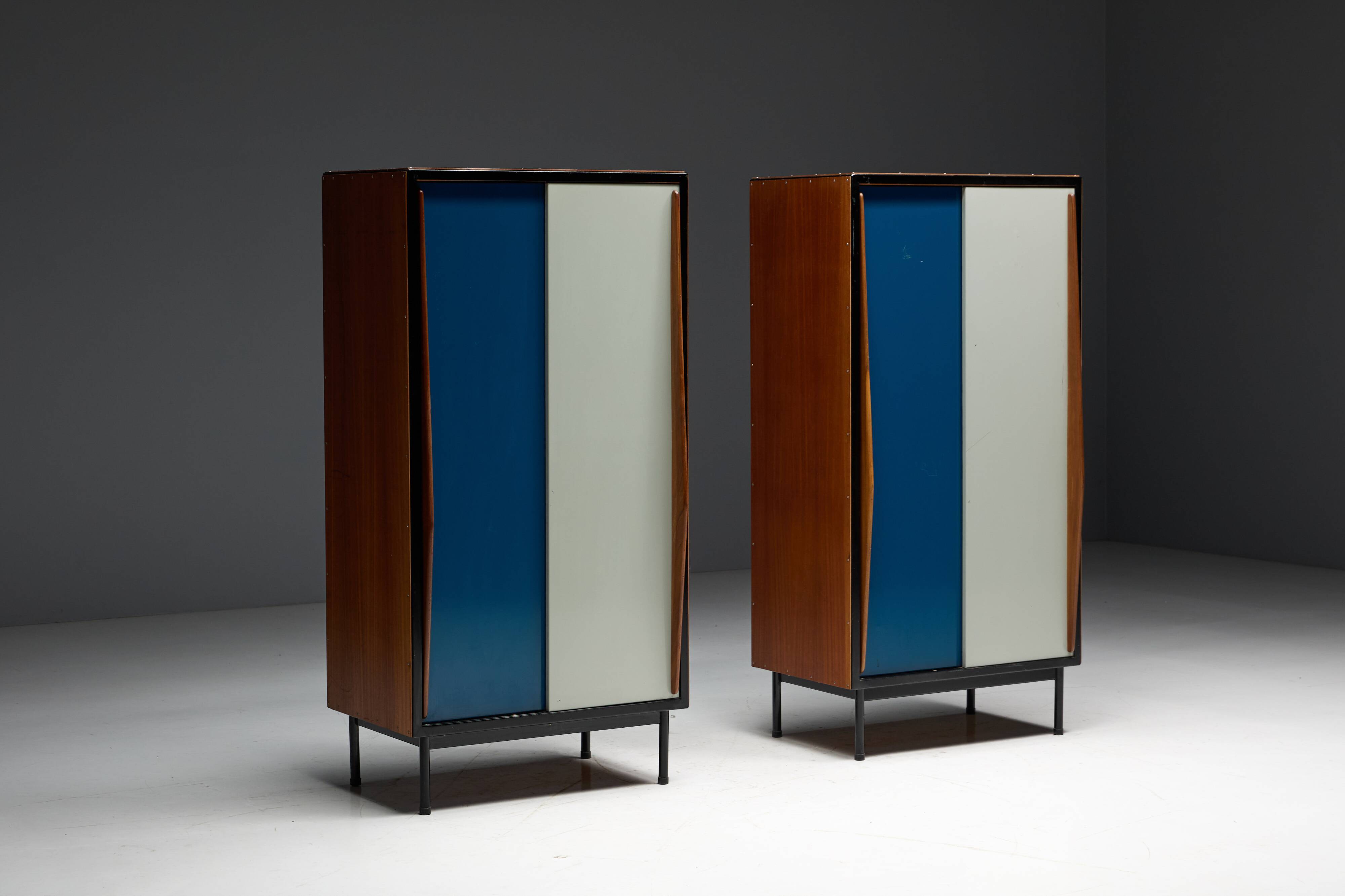 Modernist wardrobes by Willy Van Der Meeren for Tubax, Belgium, 1950s