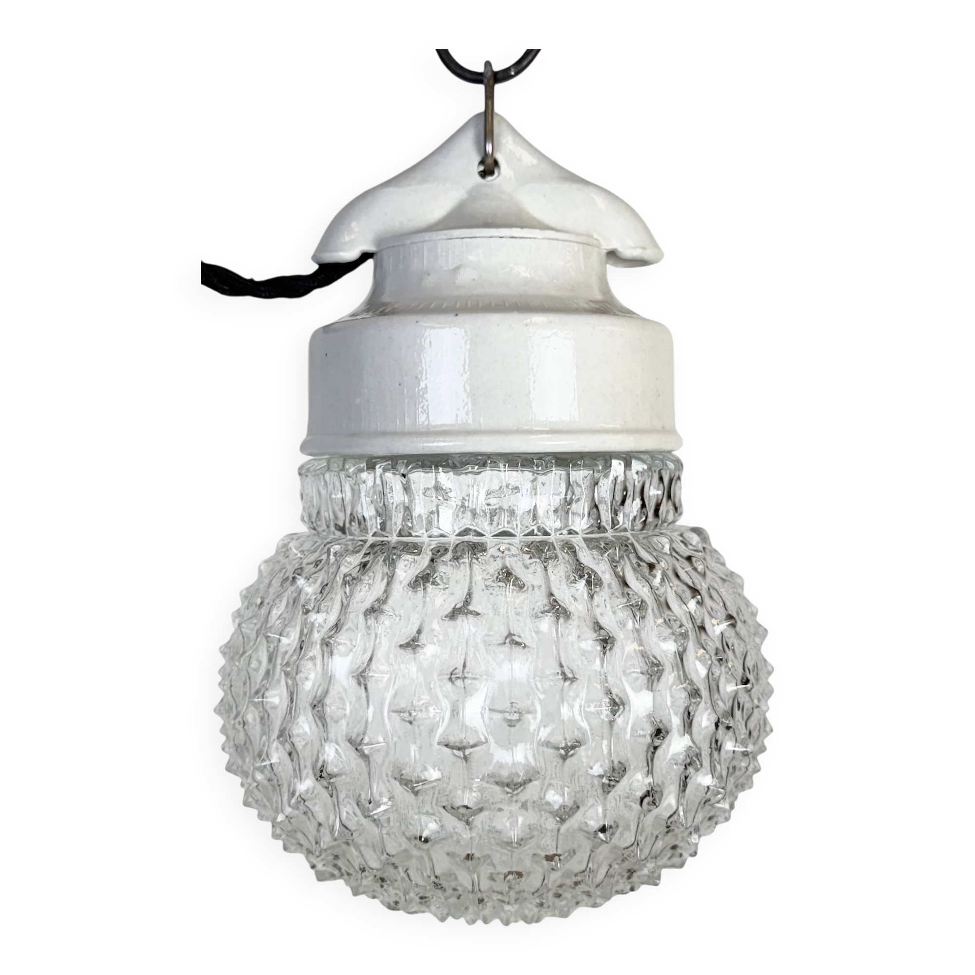 Vintage White Porcelain Pendant Light, 1970s
