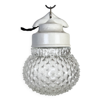 Suspension vintage en porcelaine blanche, années 1970