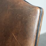 Great set of 8 stylish vintage sheepskin dining chairs with character