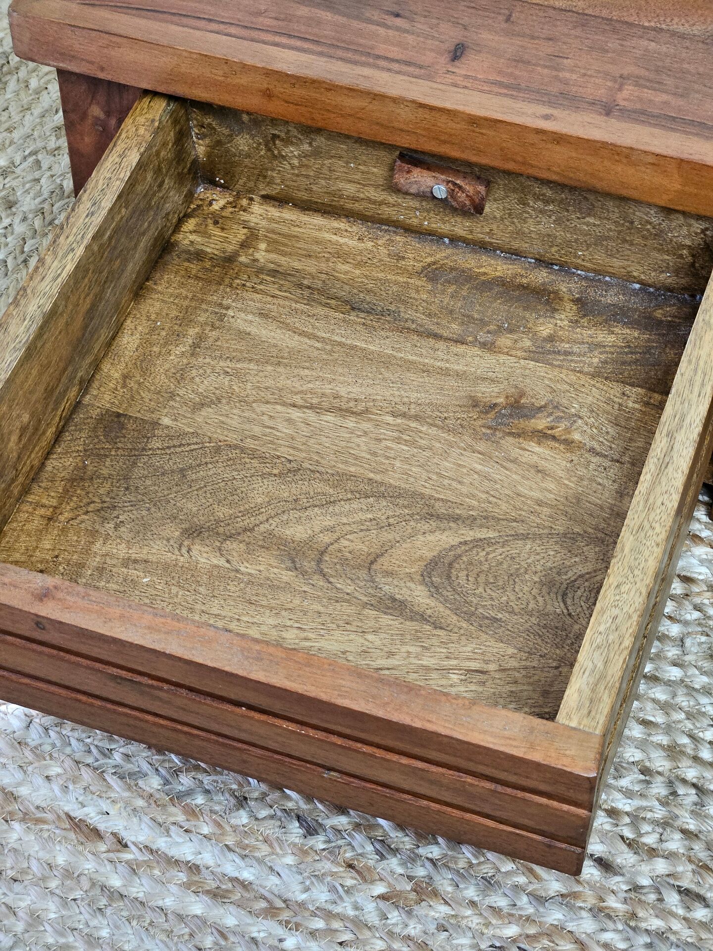 Pair of handcrafted walnut bedside tables from the 20th century.