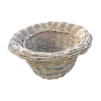 Round pot cover "King size" in rattan/vintage 70 years