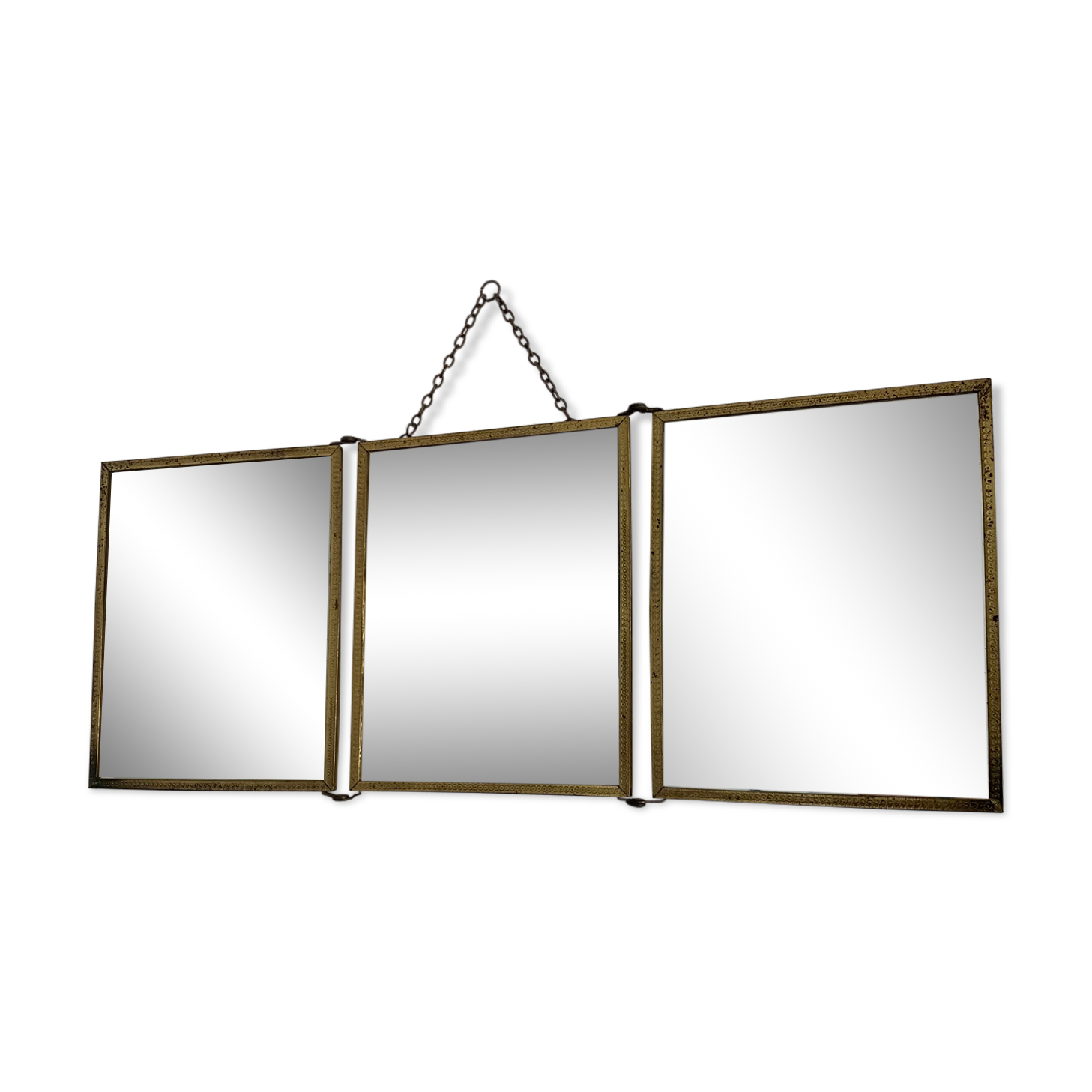 Mirror triptych barber art nouveau vintage brass 1920