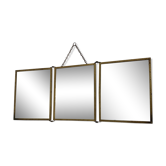 Mirror triptych barber art nouveau vintage brass 1920
