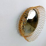 Vintage Bohemian golden sunburst mirror, 1960s