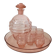 Vintage 1950s Pink Crystal Decanter Liquor Set