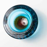 Murano ashtray blue orange bubble