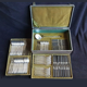 Cutlery set Alfenide Christofle 112 pieces goat's head punch white metal 1900