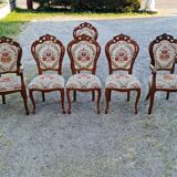 Extendable table and 5 armchairs Louis XV style