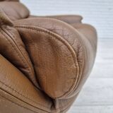 1970s, Scandinavian swivel chair, original condition, brown furniture leather.